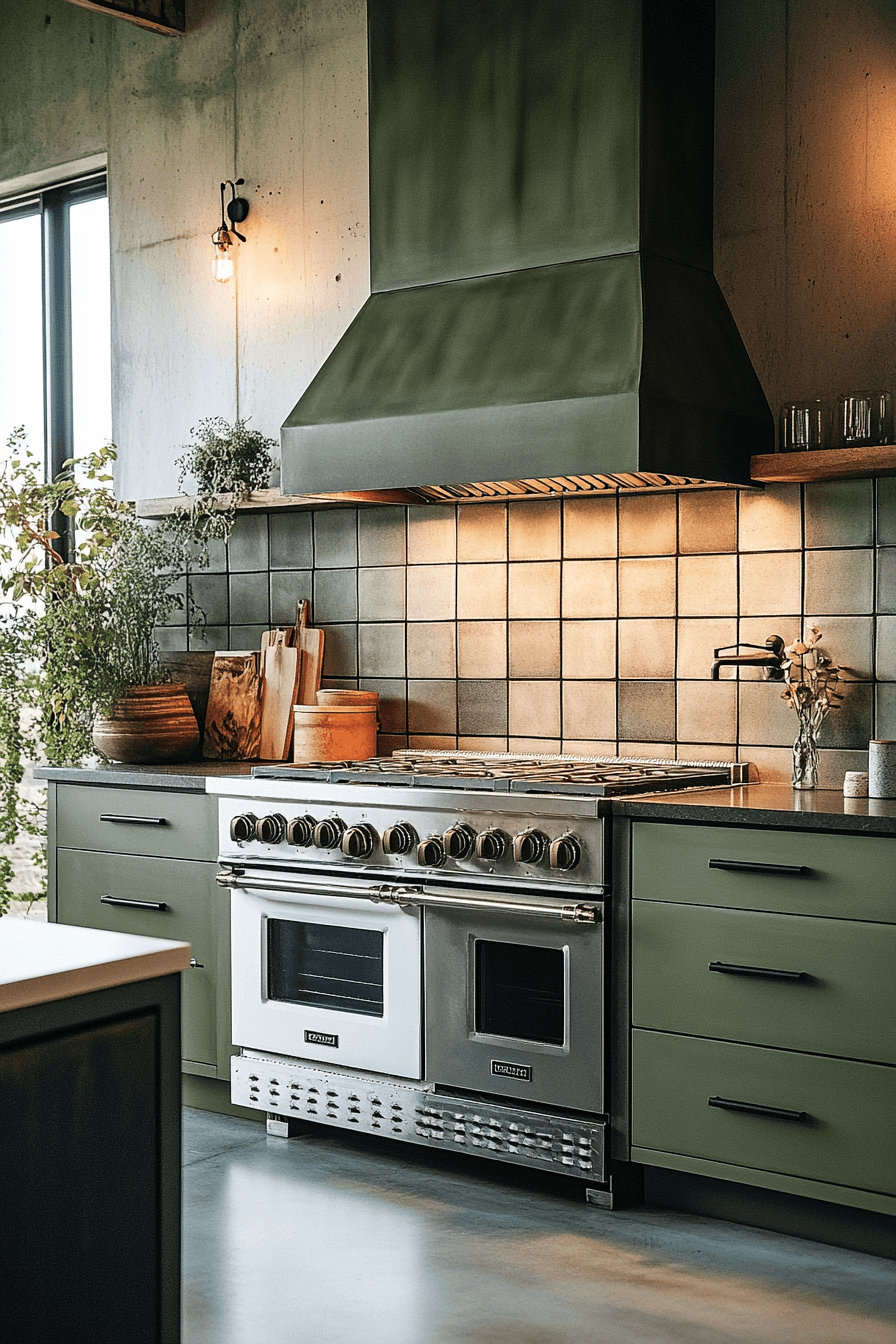 Olive Green Cabinets Kitchen
