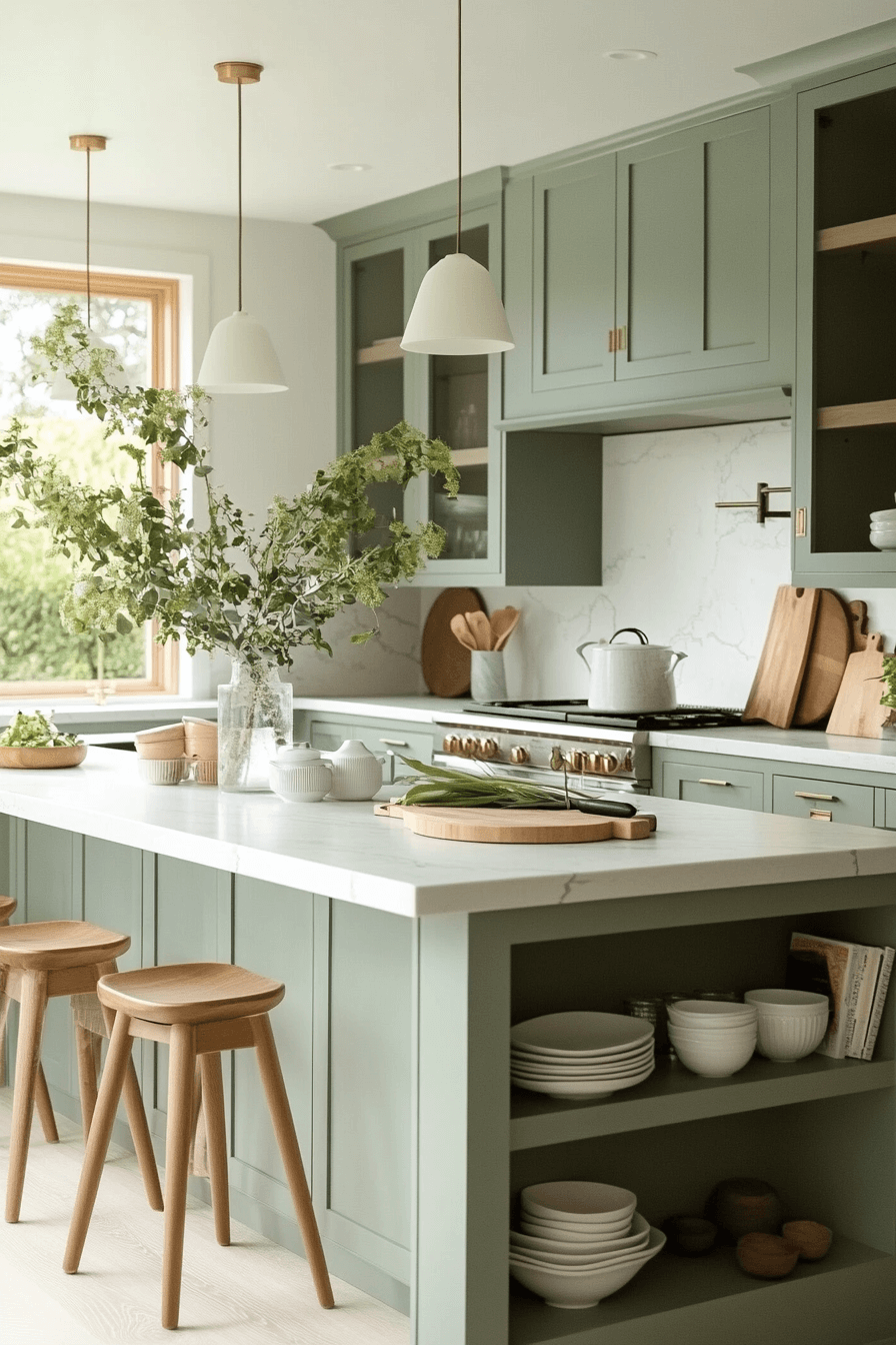 Olive Green Cabinets Kitchen