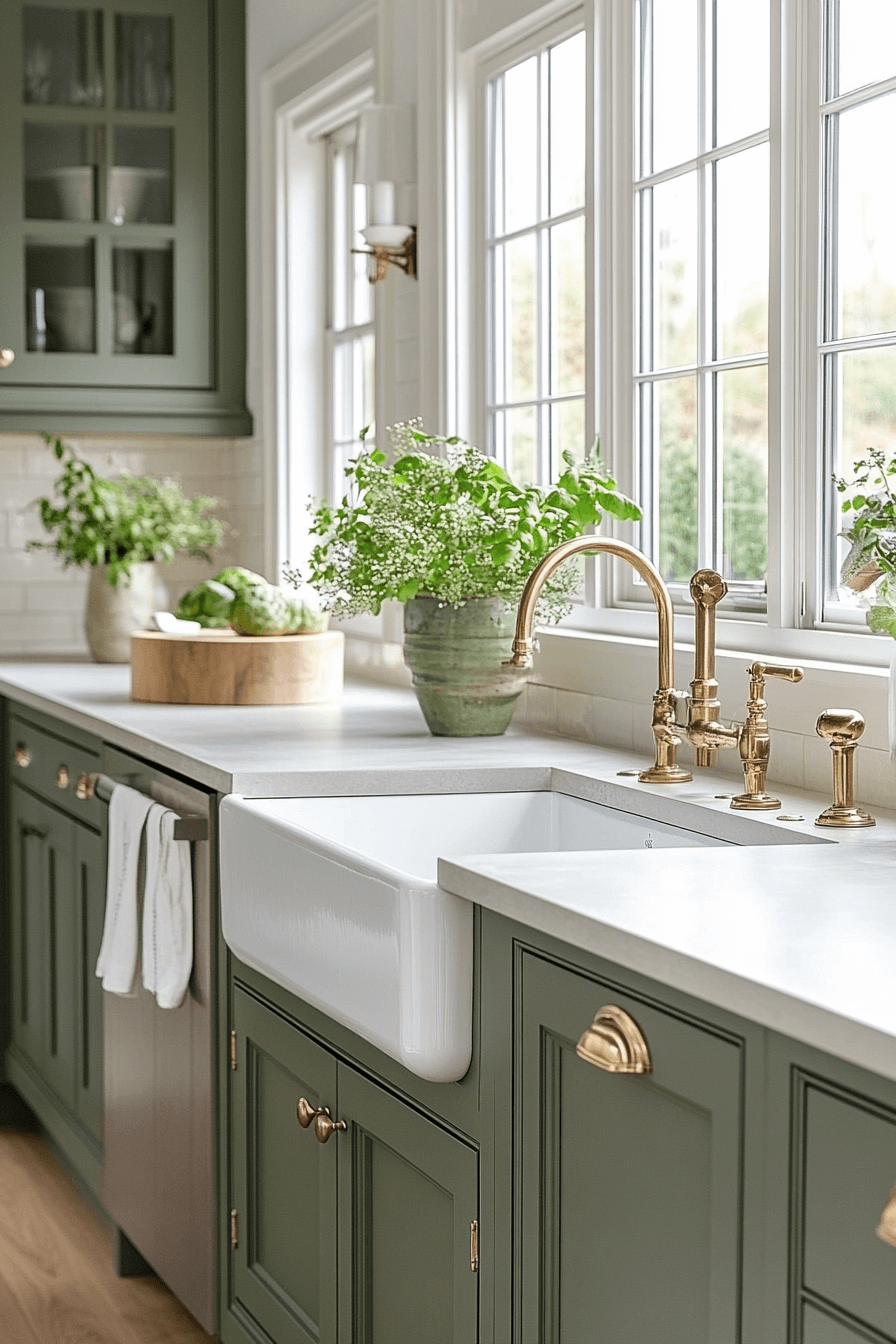 Olive Green Cabinets Kitchen