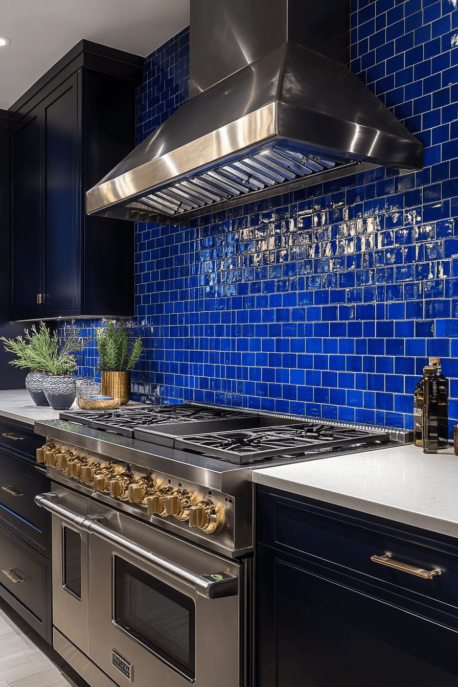 blue backsplash kitchen