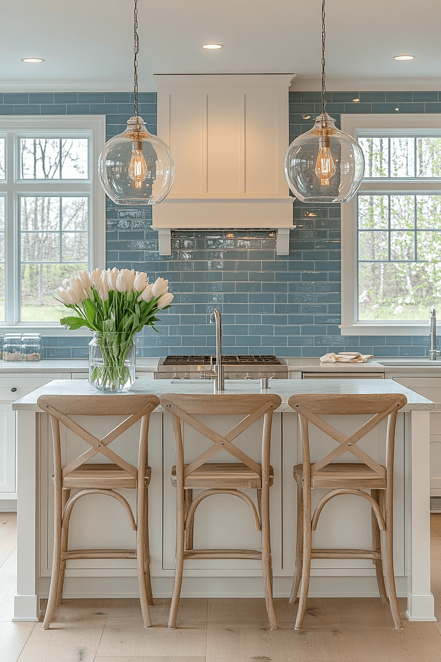 blue backsplash kitchen