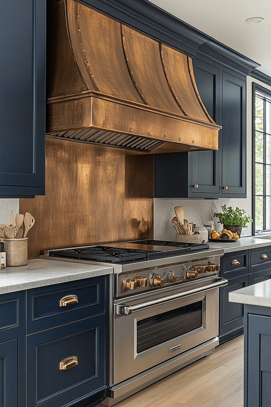 copper backsplash kitchen
