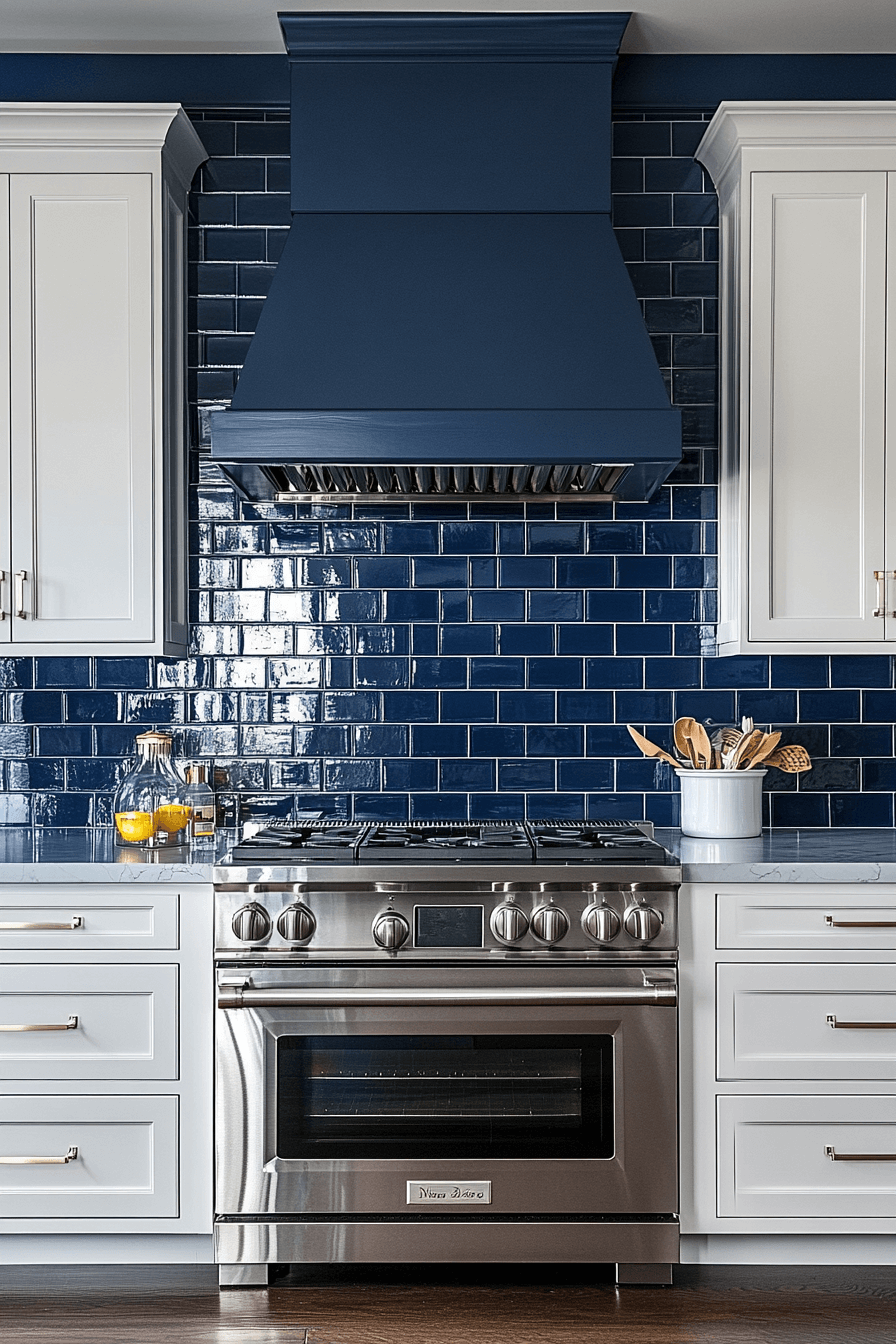 blue backsplash kitchen