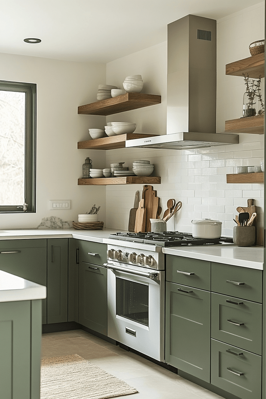 Olive Green Cabinets Kitchen