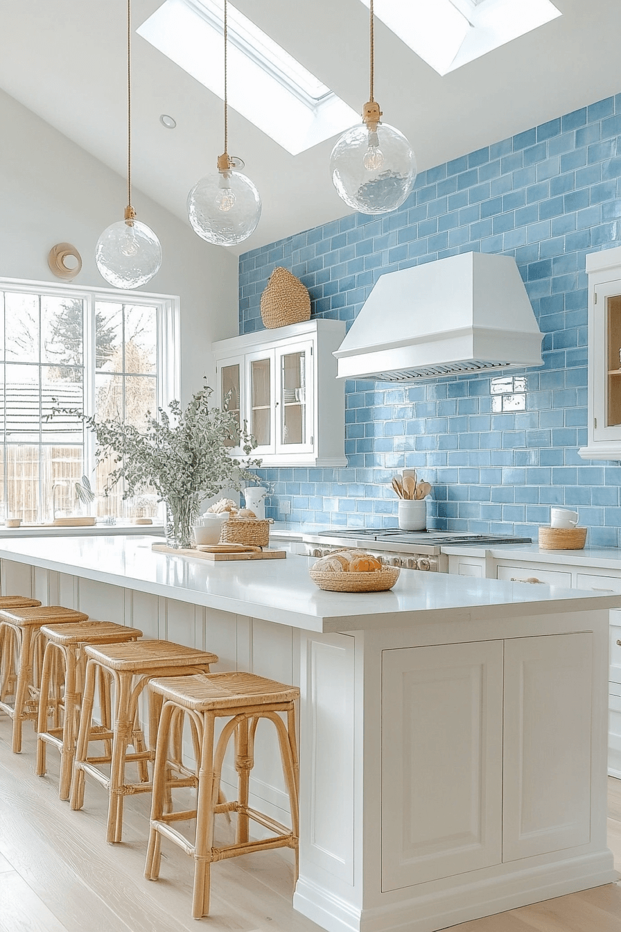 blue backsplash kitchen