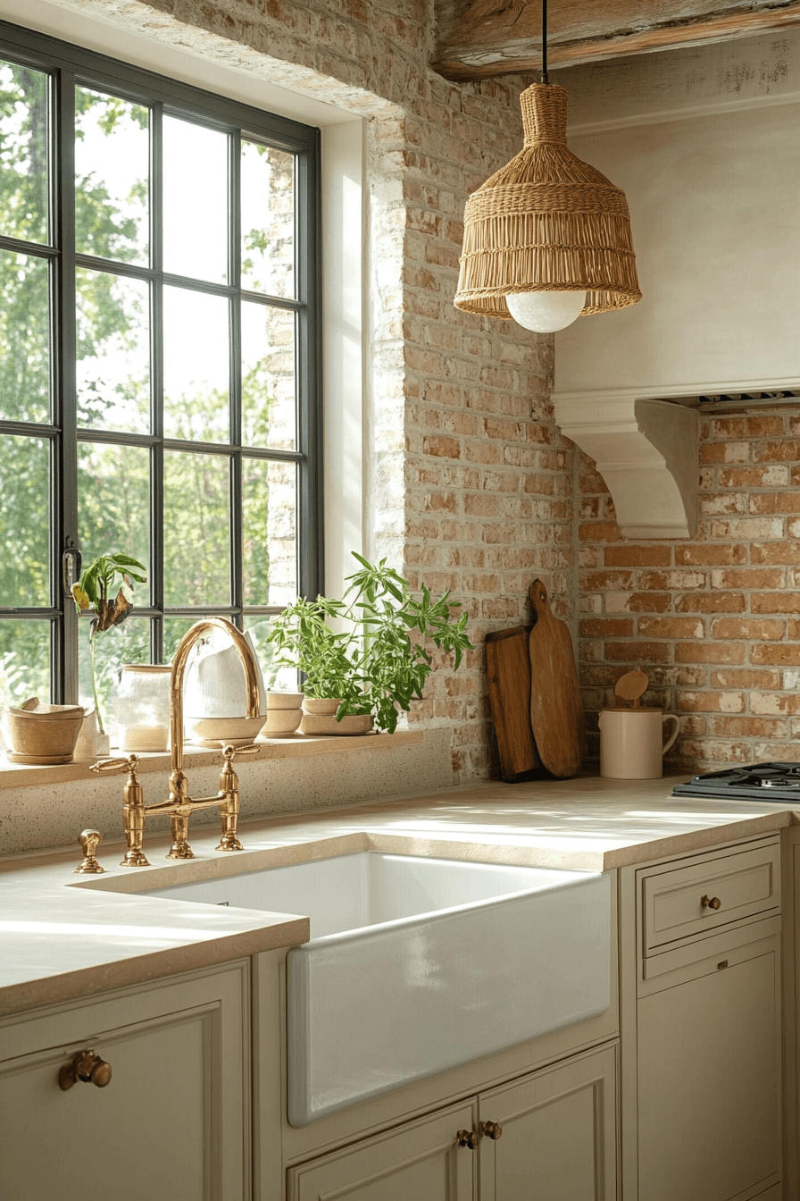 brick backsplash kitchen