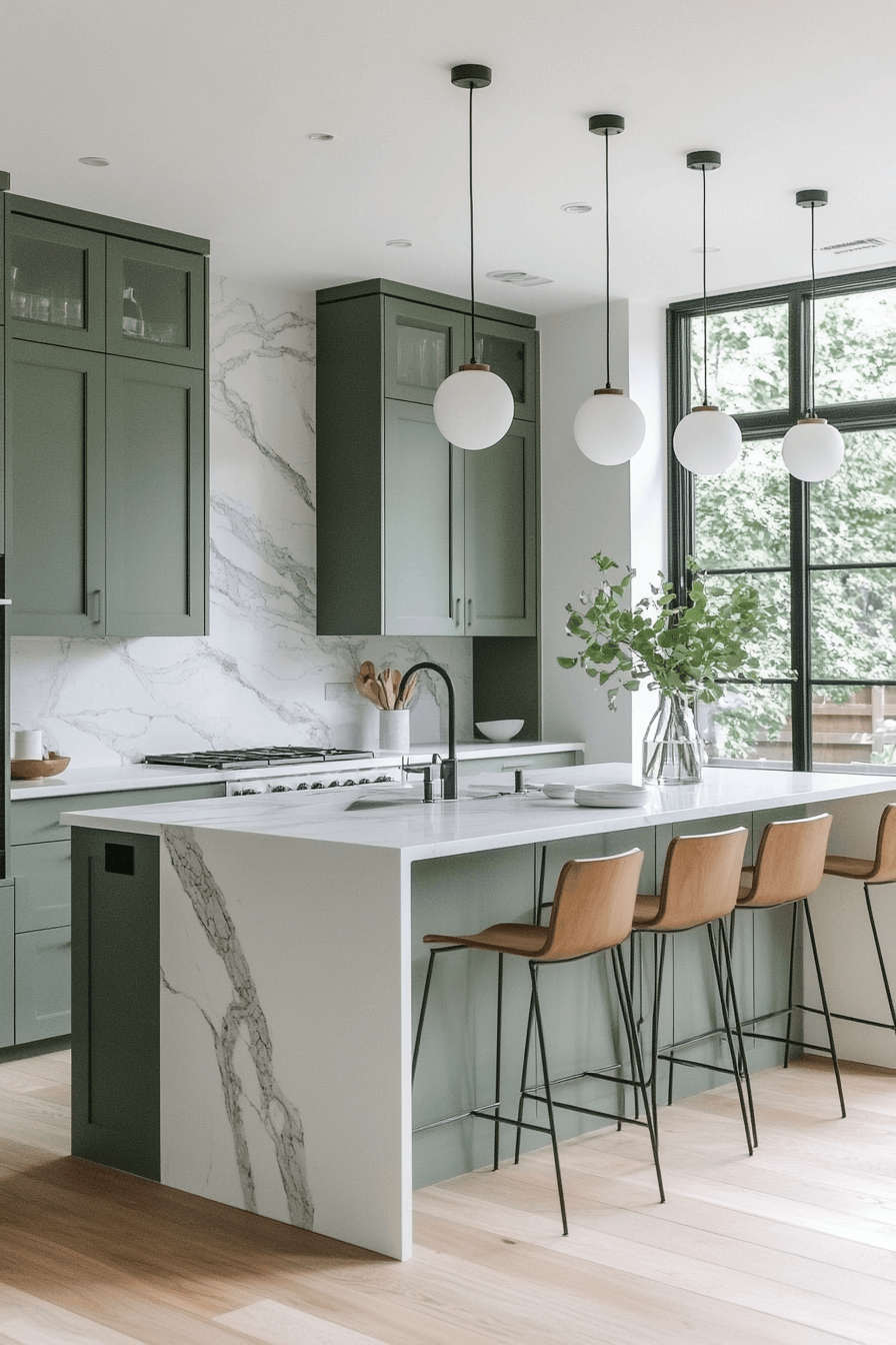 Olive Green Cabinets Kitchen