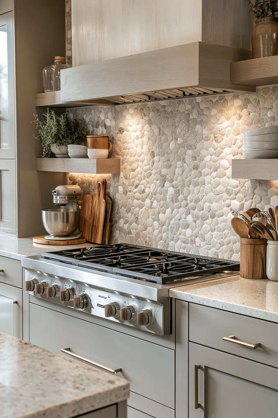 neutral backsplash kitchen
