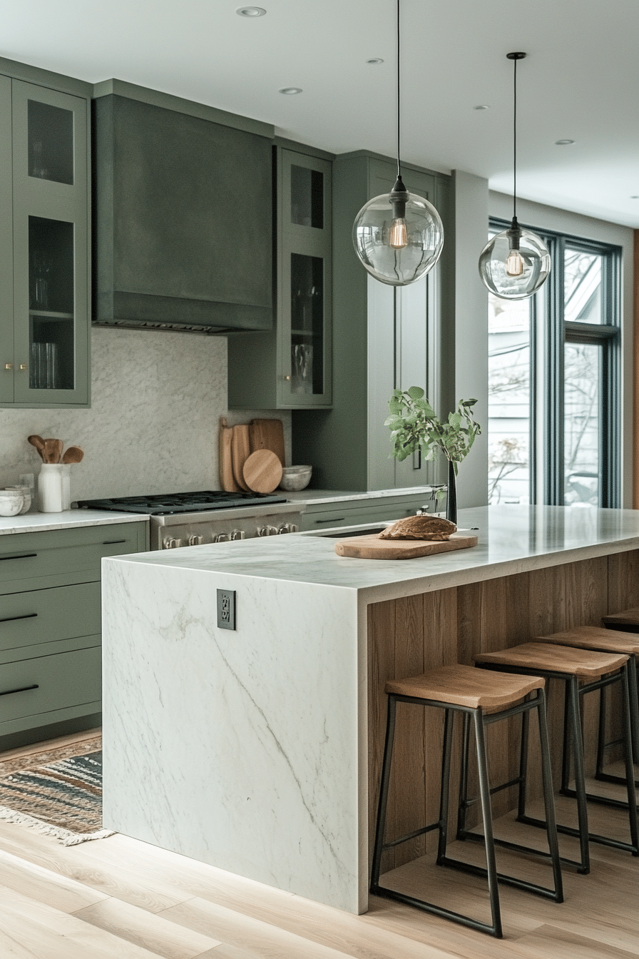 Olive Green Cabinets Kitchen