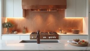 copper backsplash kitchen