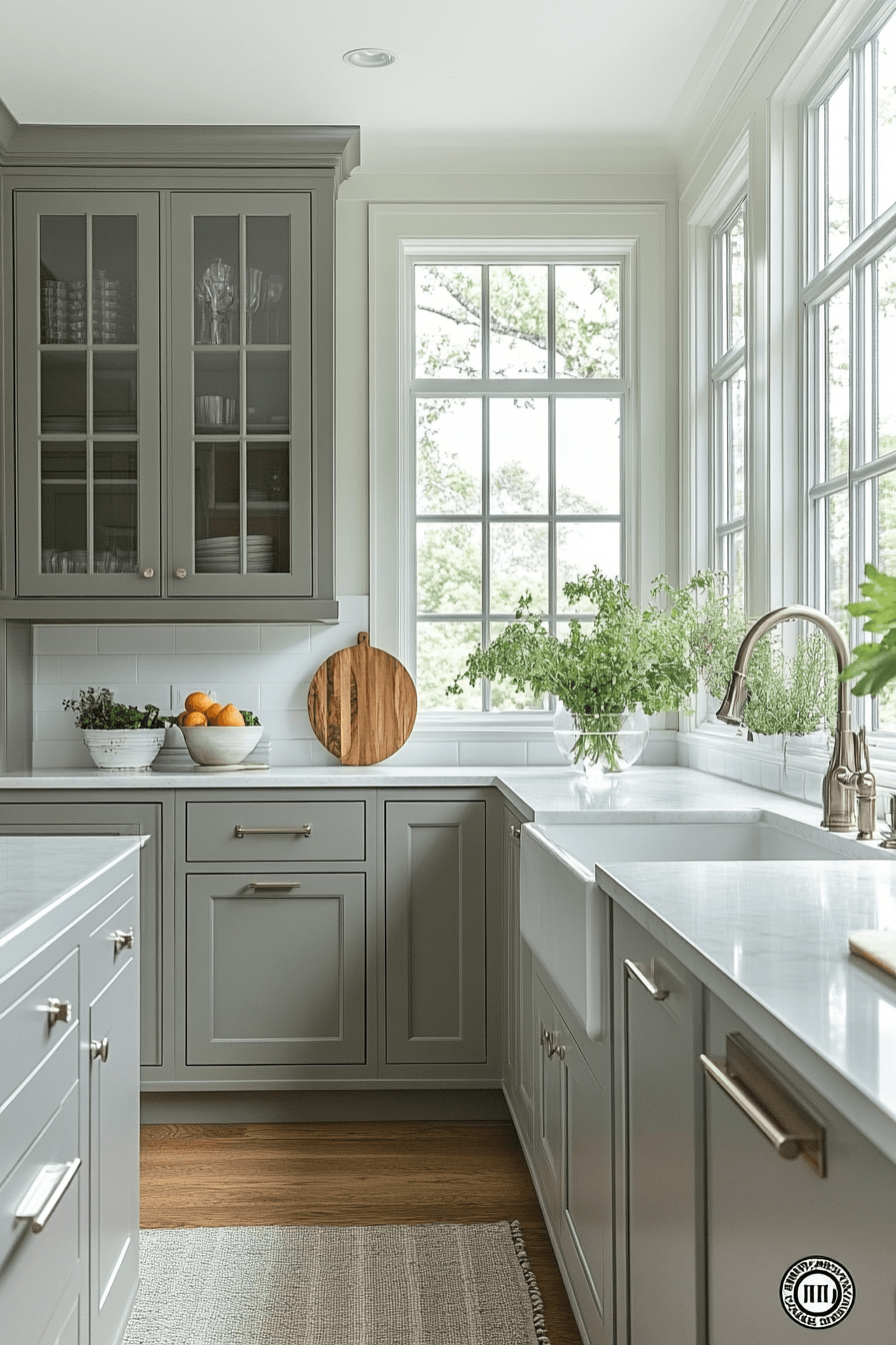 Grey Cabinet And White Countertops