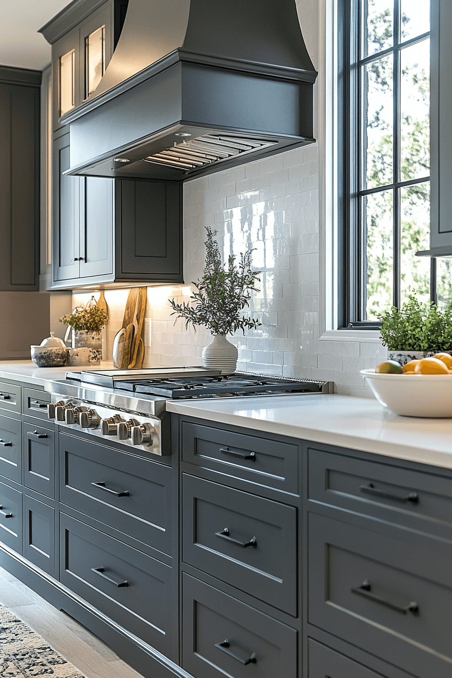 Grey Cabinet And White Countertops