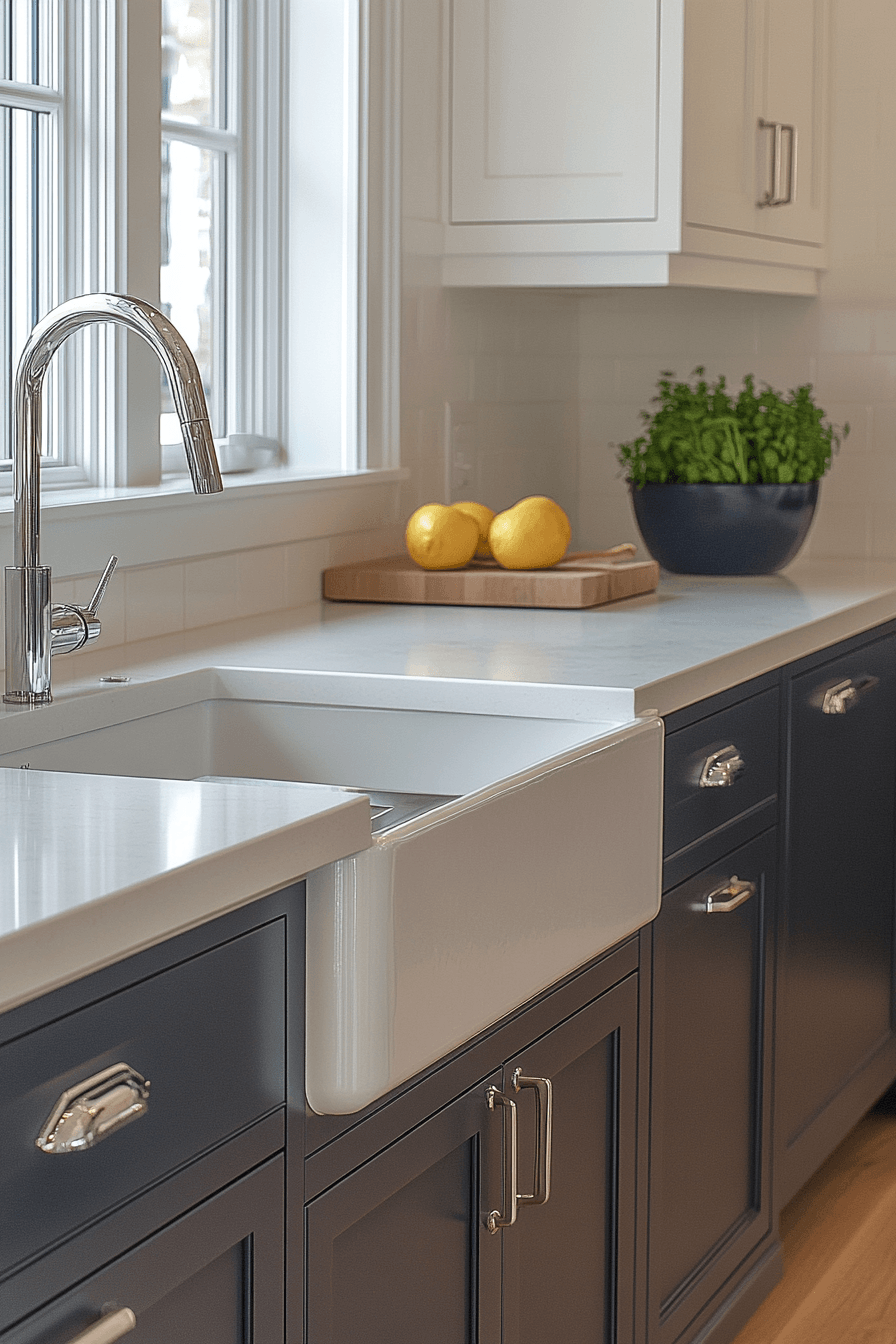 Grey Cabinet And White Countertops