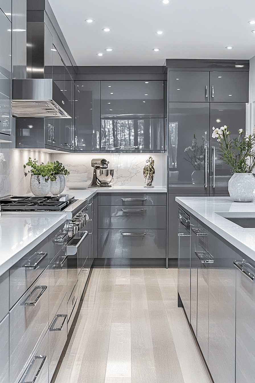 Grey Cabinet And White Countertops