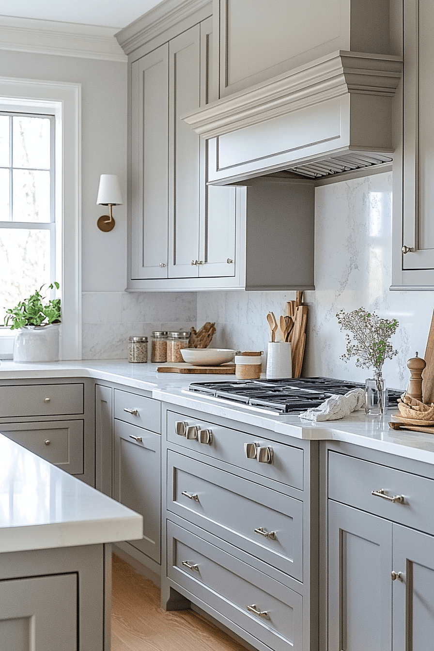 Grey Cabinet And White Countertops