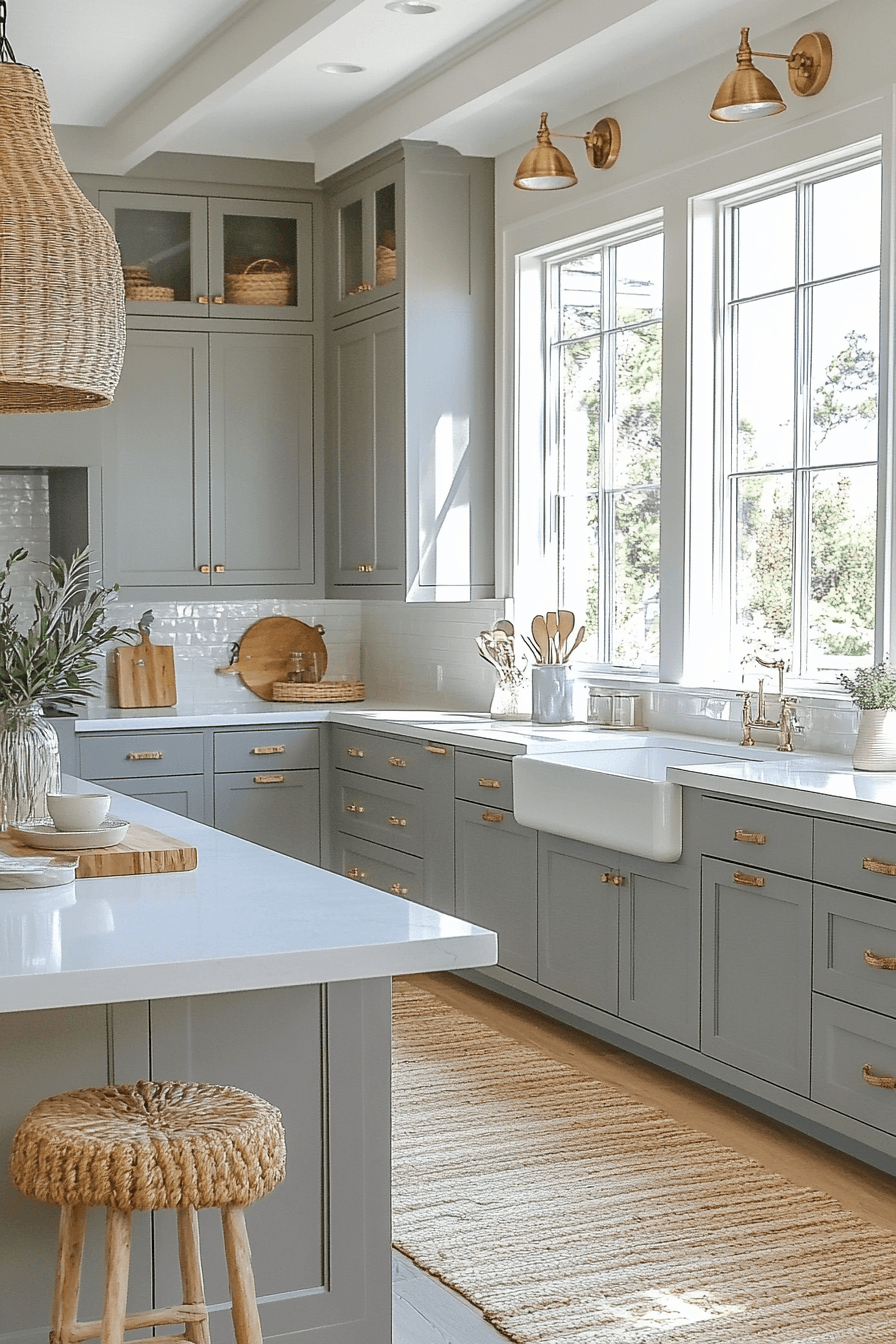 Grey Cabinet And White Countertops