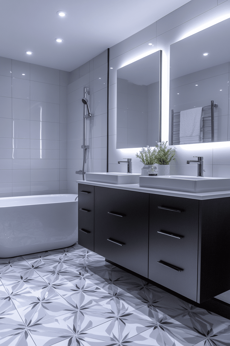 Monochrome Contrast Bathroom Space