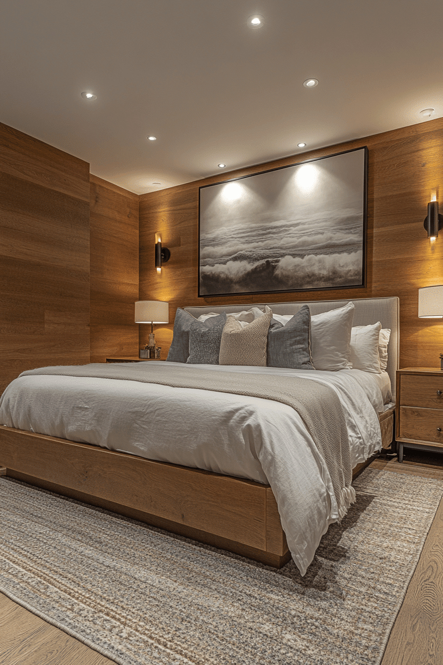 Artistic Accent Wall Bedroom