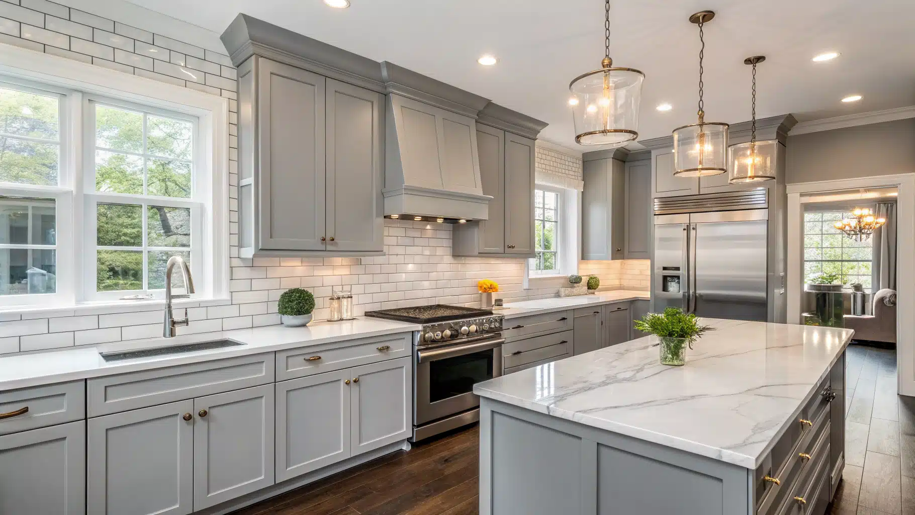 29 Grey Cabinet And White Countertops That Create Elegant Modern ...