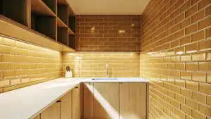 blue tile backsplash kitchen