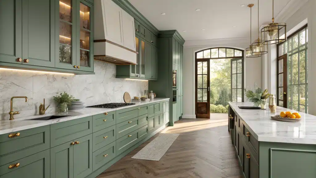 green kitchen cabinets