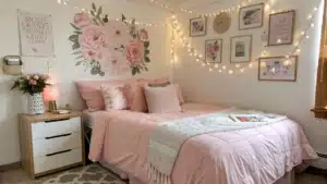 pink dorm room decor