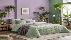 purple and green bedroom