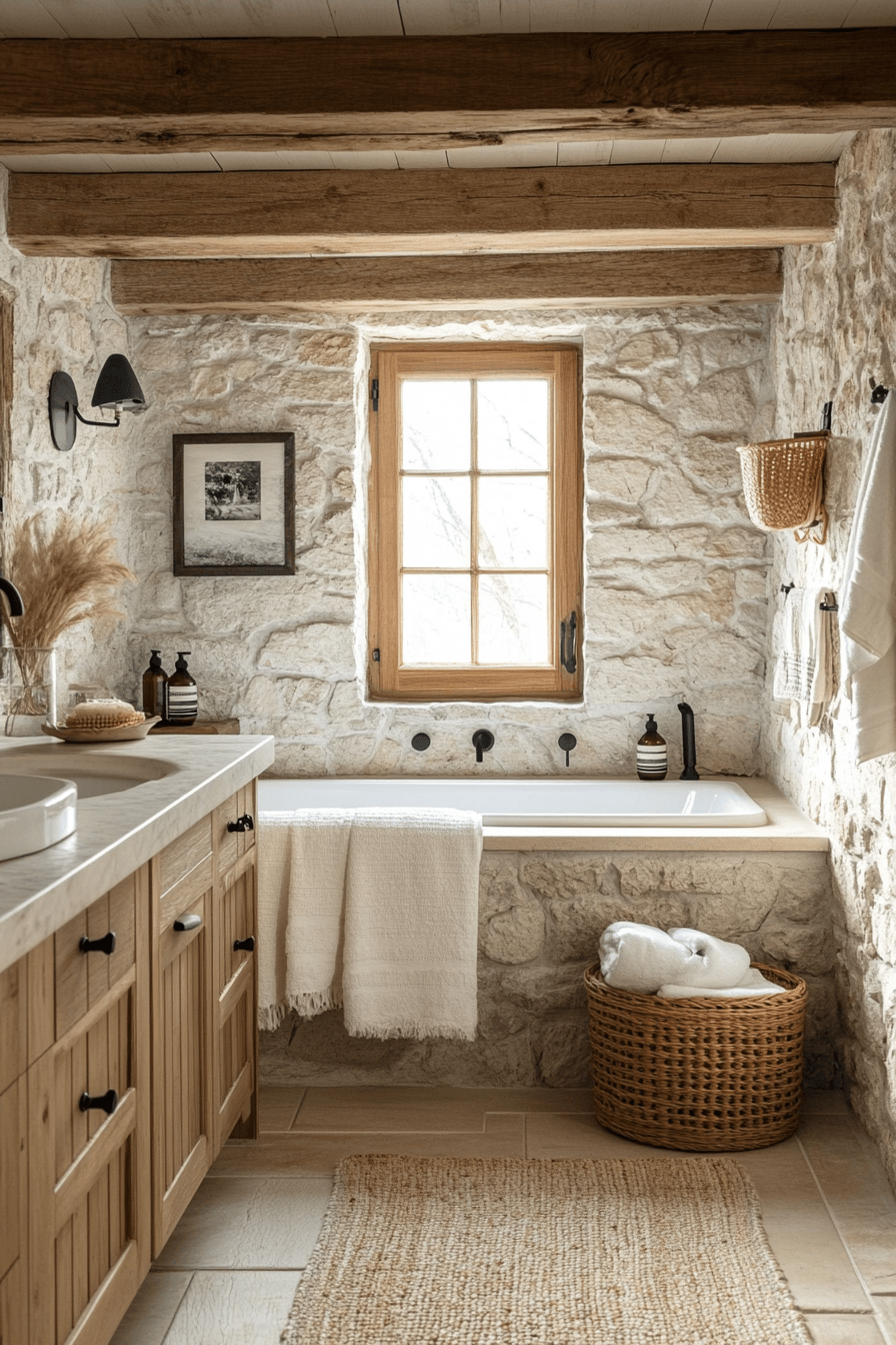 Farmhouse Bathrooms That Balance Rustic With Real Life