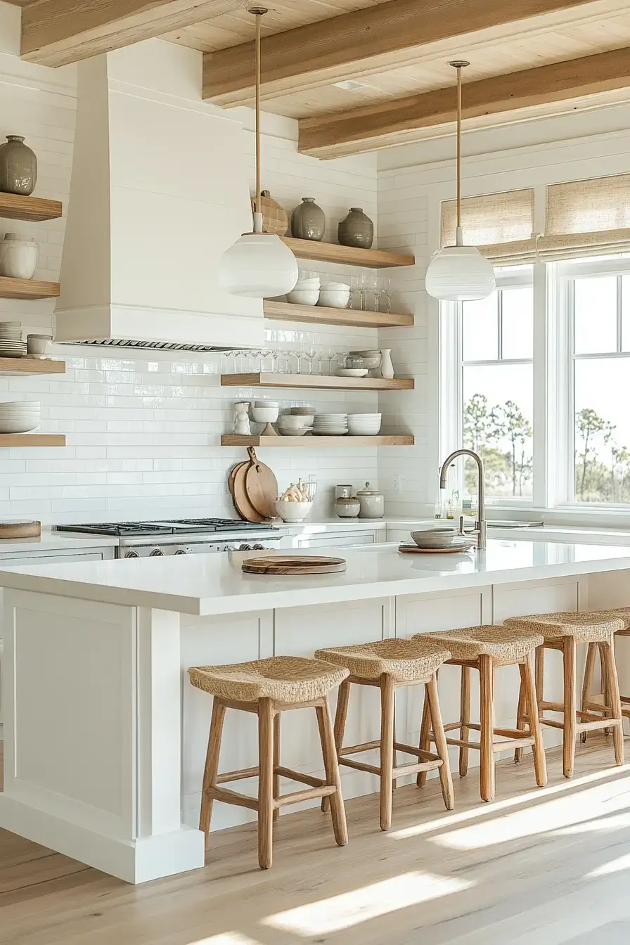 29 Modern Coastal Kitchen Ideas That Pair Marble With Driftwood modern coastal kitchen