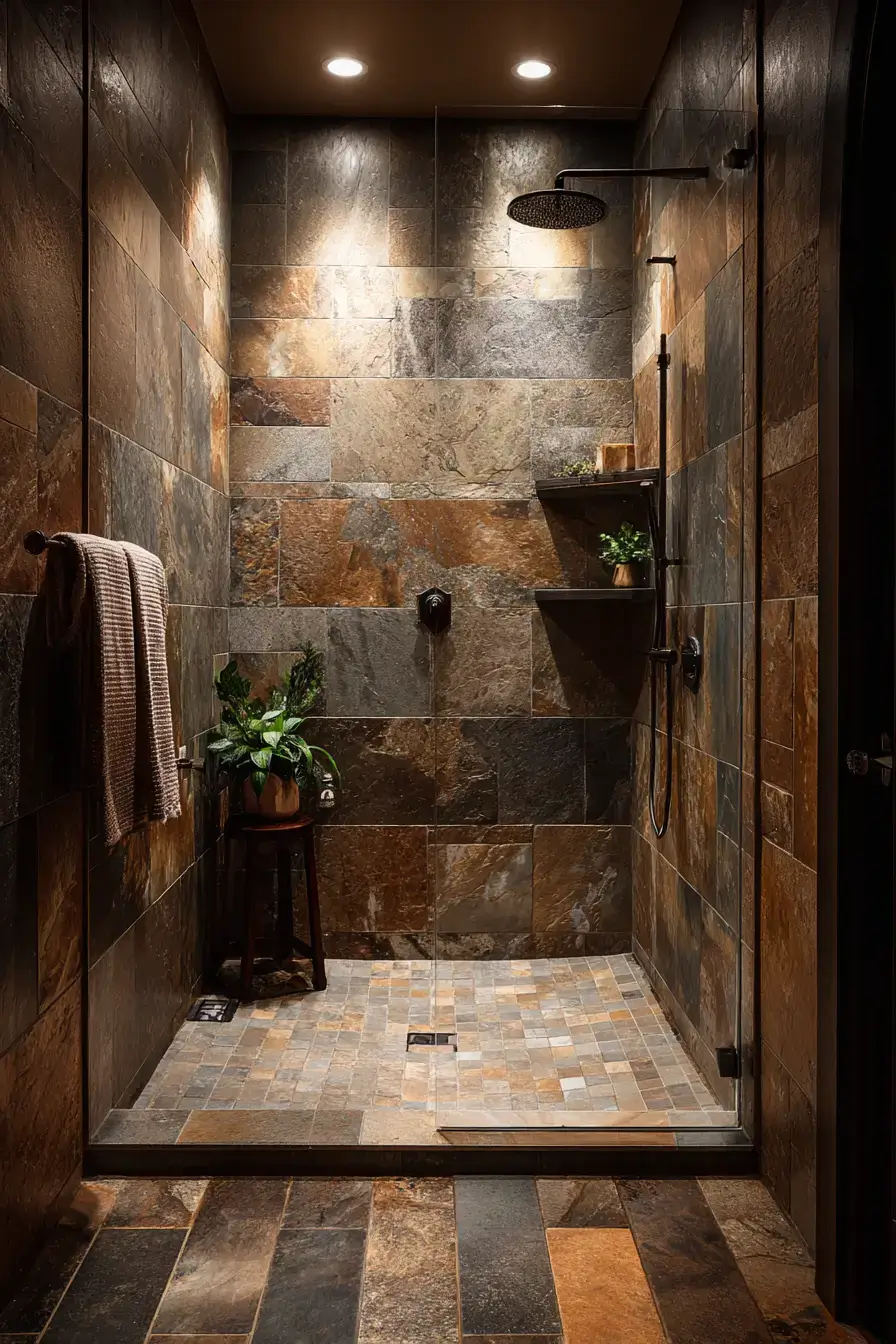 29 Rustic Walk In Shower Ideas That Bring the Cabin Spa Home rustic walk in shower ideas