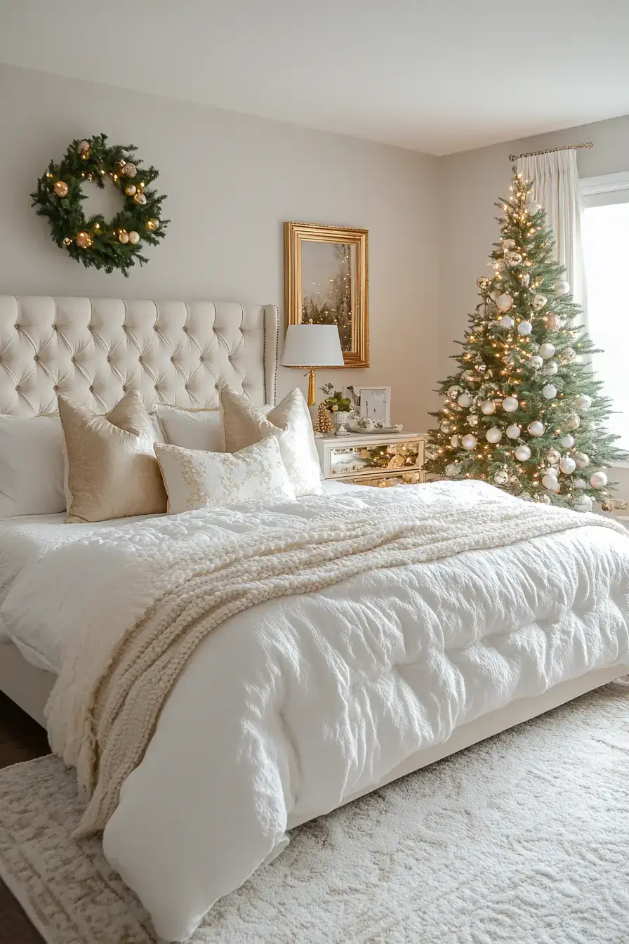 31 Christmas Bedroom Ideas That Feel Warm Without the Glitter Overload christmas bedroom