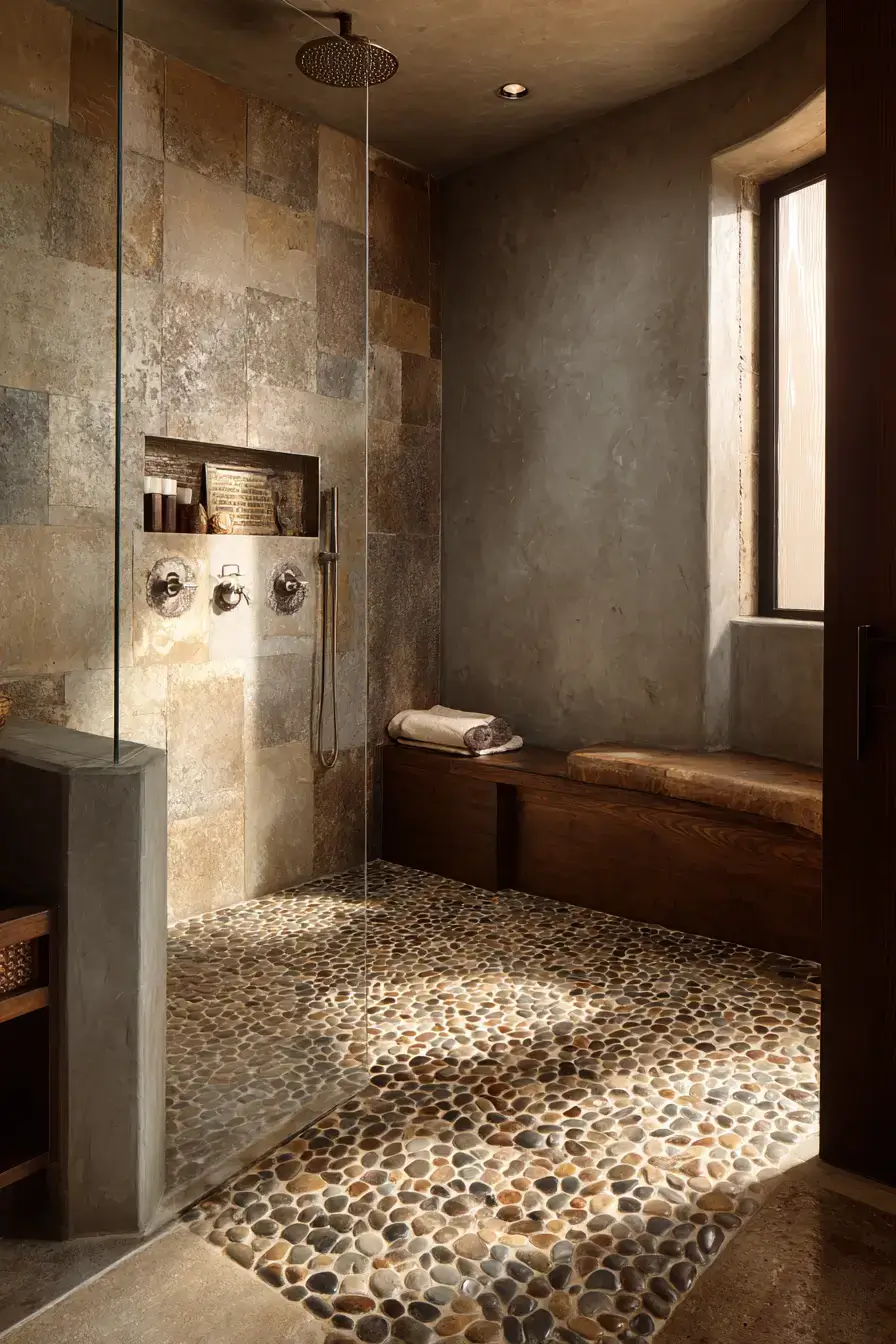 29 Rustic Walk In Shower Ideas That Bring the Cabin Spa Home rustic walk in shower ideas
