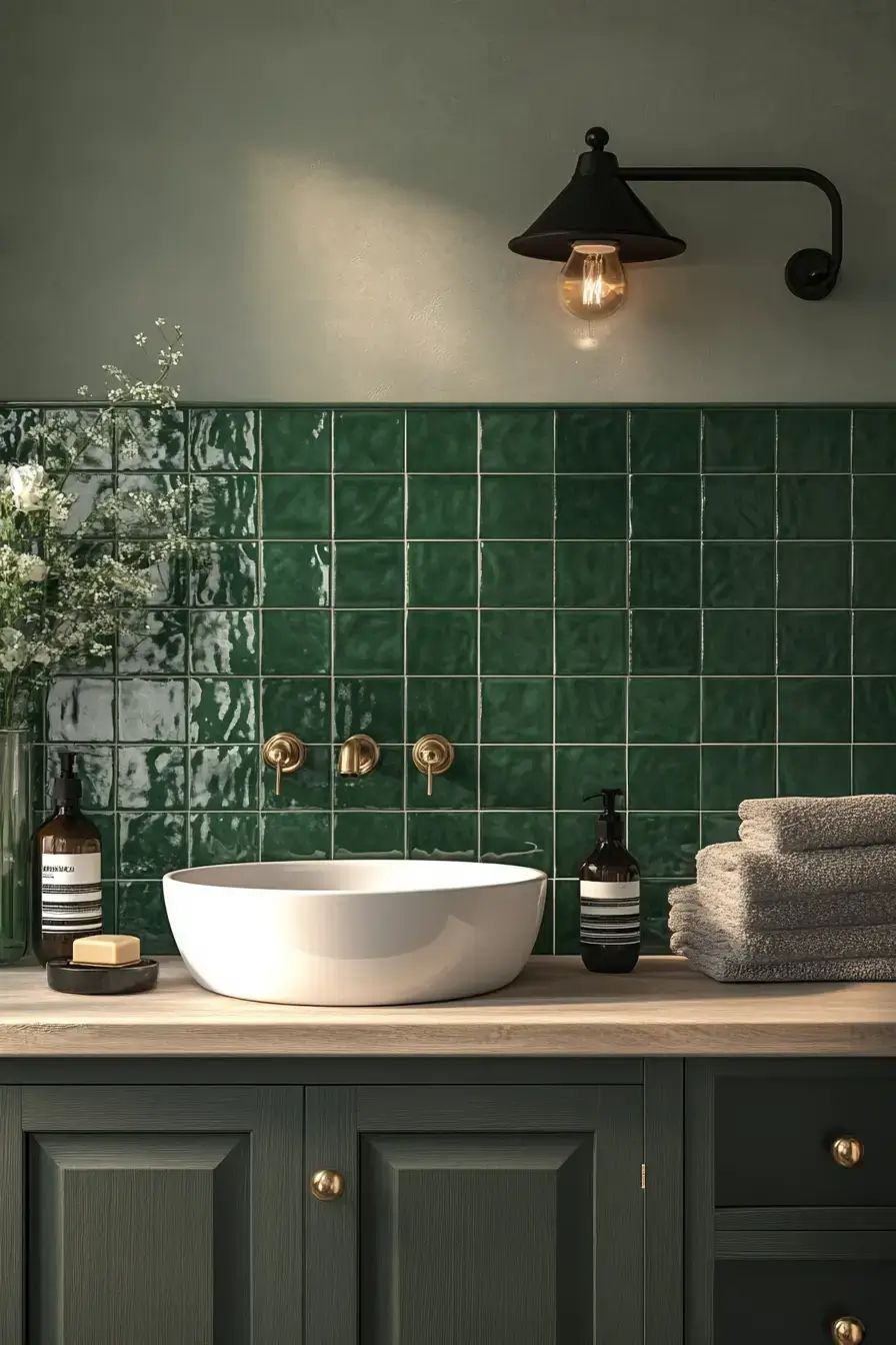 29 Emerald Green Bathroom Ideas That Prove Bold Color Works emerald green bathroom