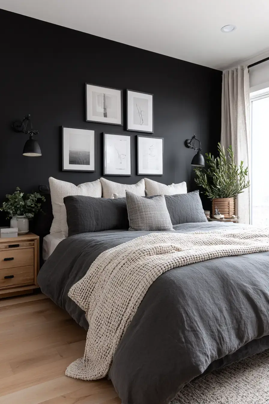 29 Black Themed Bedroom Ideas That Read Cozy, Not Cold black themed bedroom