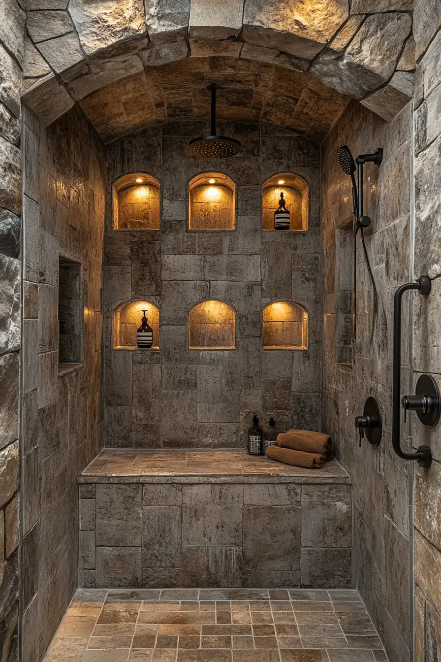 29 Rustic Walk In Shower Ideas That Bring the Cabin Spa Home rustic walk in shower ideas