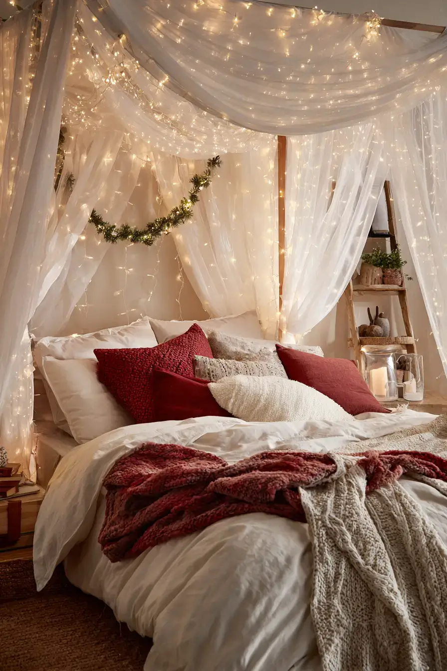 31 Christmas Bedroom Ideas That Feel Warm Without the Glitter Overload christmas bedroom