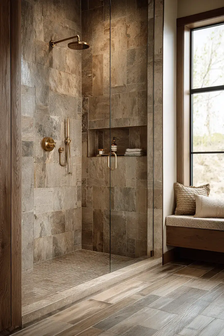29 Rustic Walk In Shower Ideas That Bring the Cabin Spa Home rustic walk in shower ideas