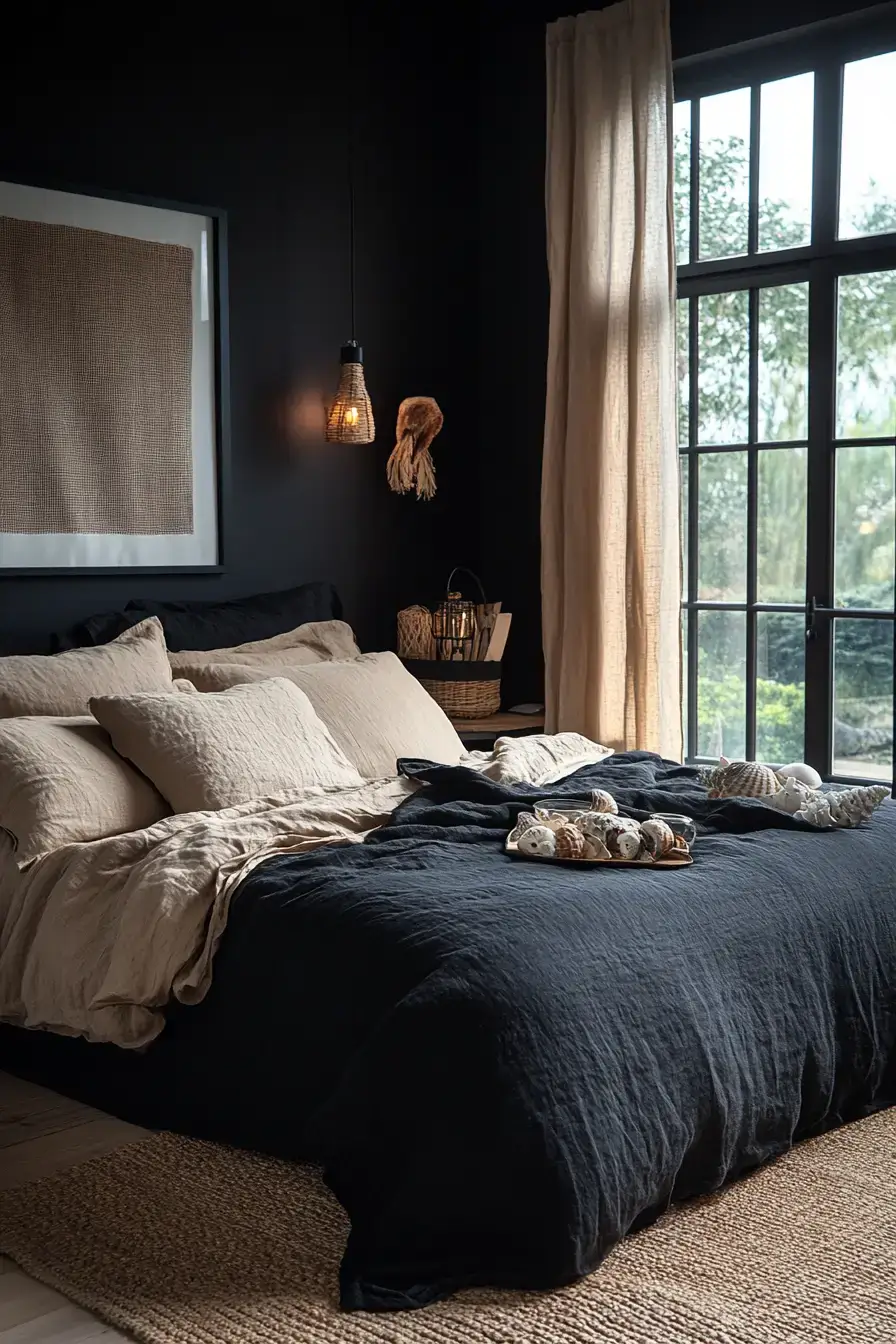 29 Black Themed Bedroom Ideas That Read Cozy, Not Cold black themed bedroom