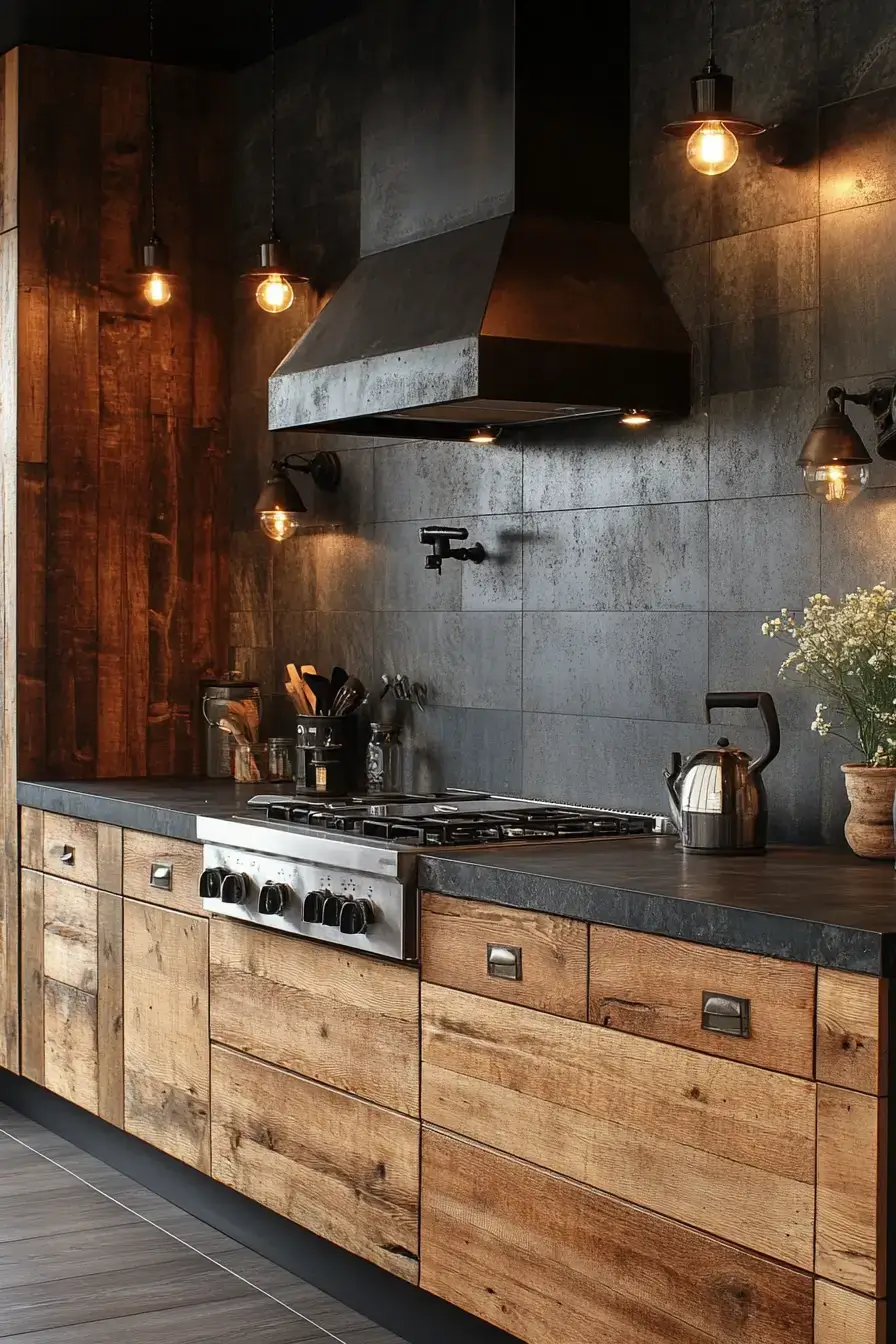 29 Dark Rustic Kitchen Ideas That Nail the Cozy Cabin Mood dark rustic kitchen