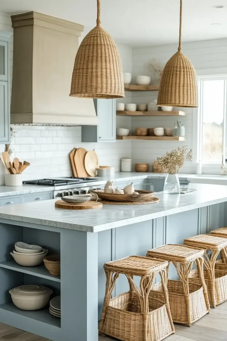 29 Modern Coastal Kitchen Ideas That Pair Marble With Driftwood modern coastal kitchen