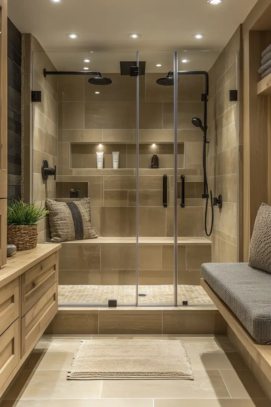 29 Rustic Walk In Shower Ideas That Bring the Cabin Spa Home rustic walk in shower ideas
