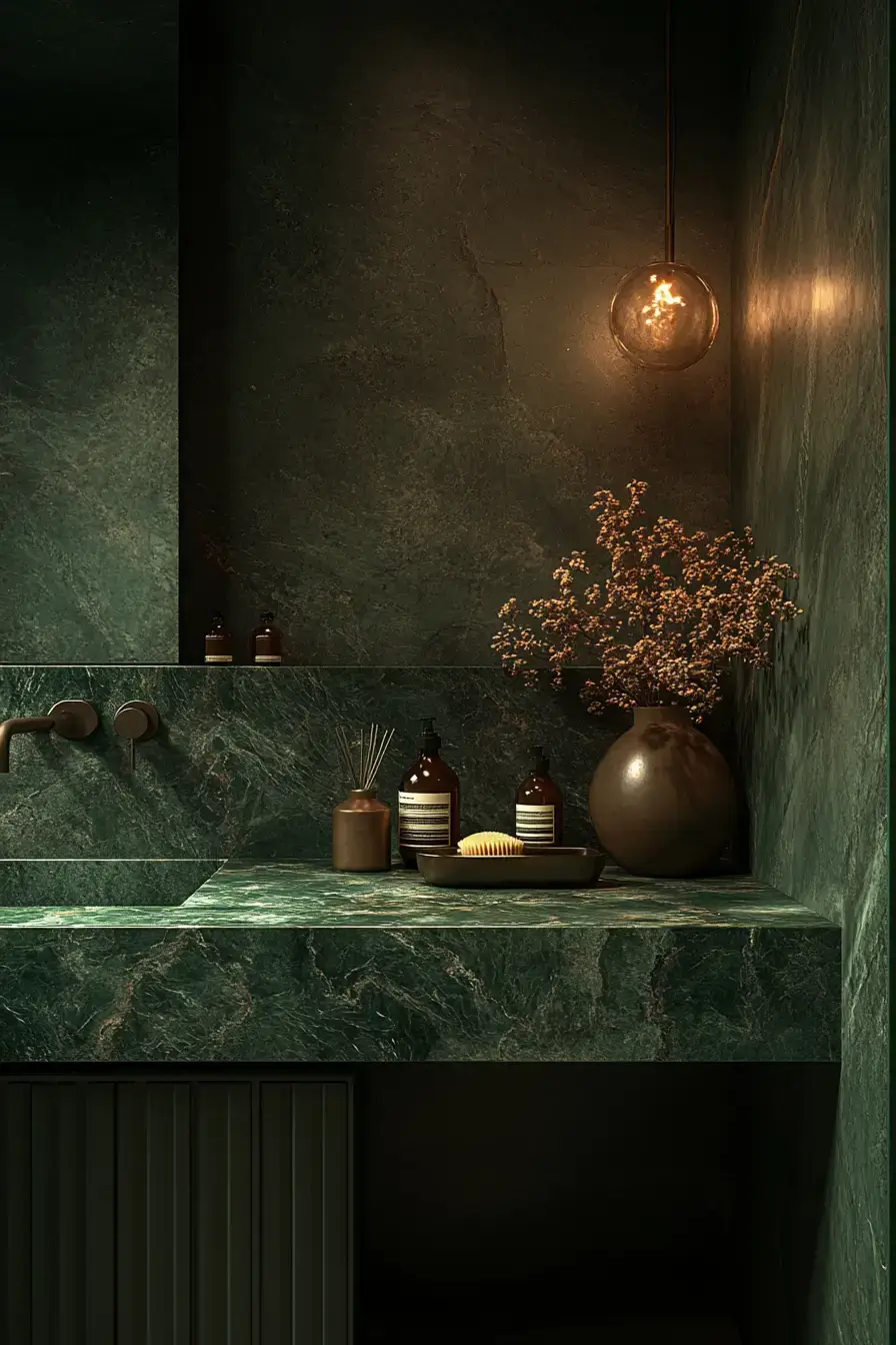 emerald green bathroom