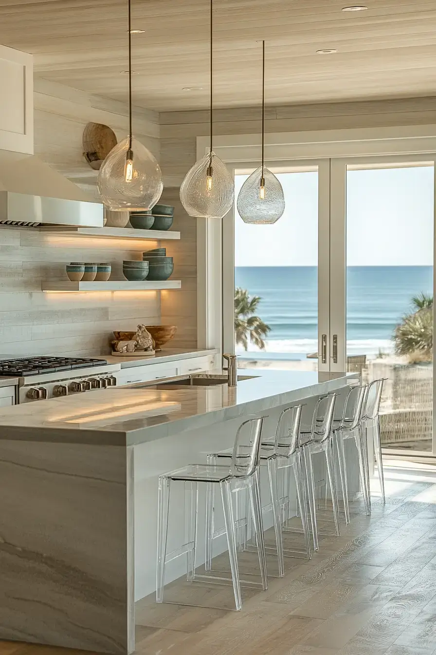 29 Modern Coastal Kitchen Ideas That Pair Marble With Driftwood modern coastal kitchen