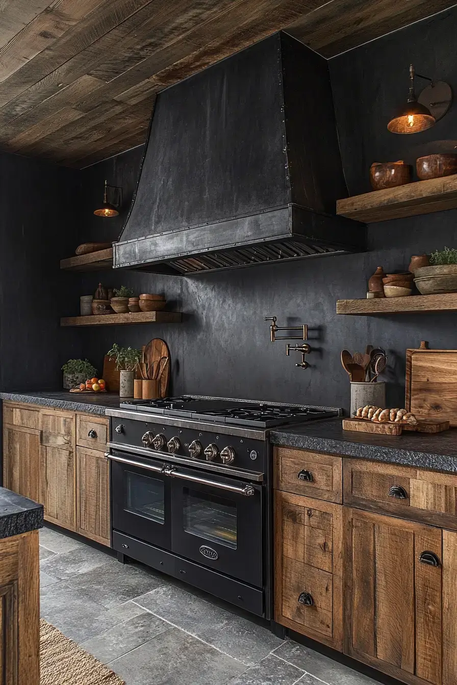 29 Dark Rustic Kitchen Ideas That Nail the Cozy Cabin Mood dark rustic kitchen