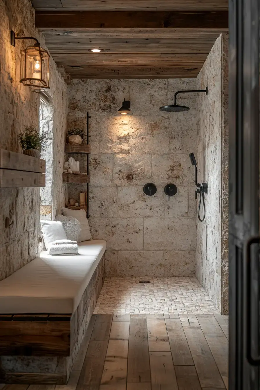 29 Rustic Walk In Shower Ideas That Bring the Cabin Spa Home rustic walk in shower ideas