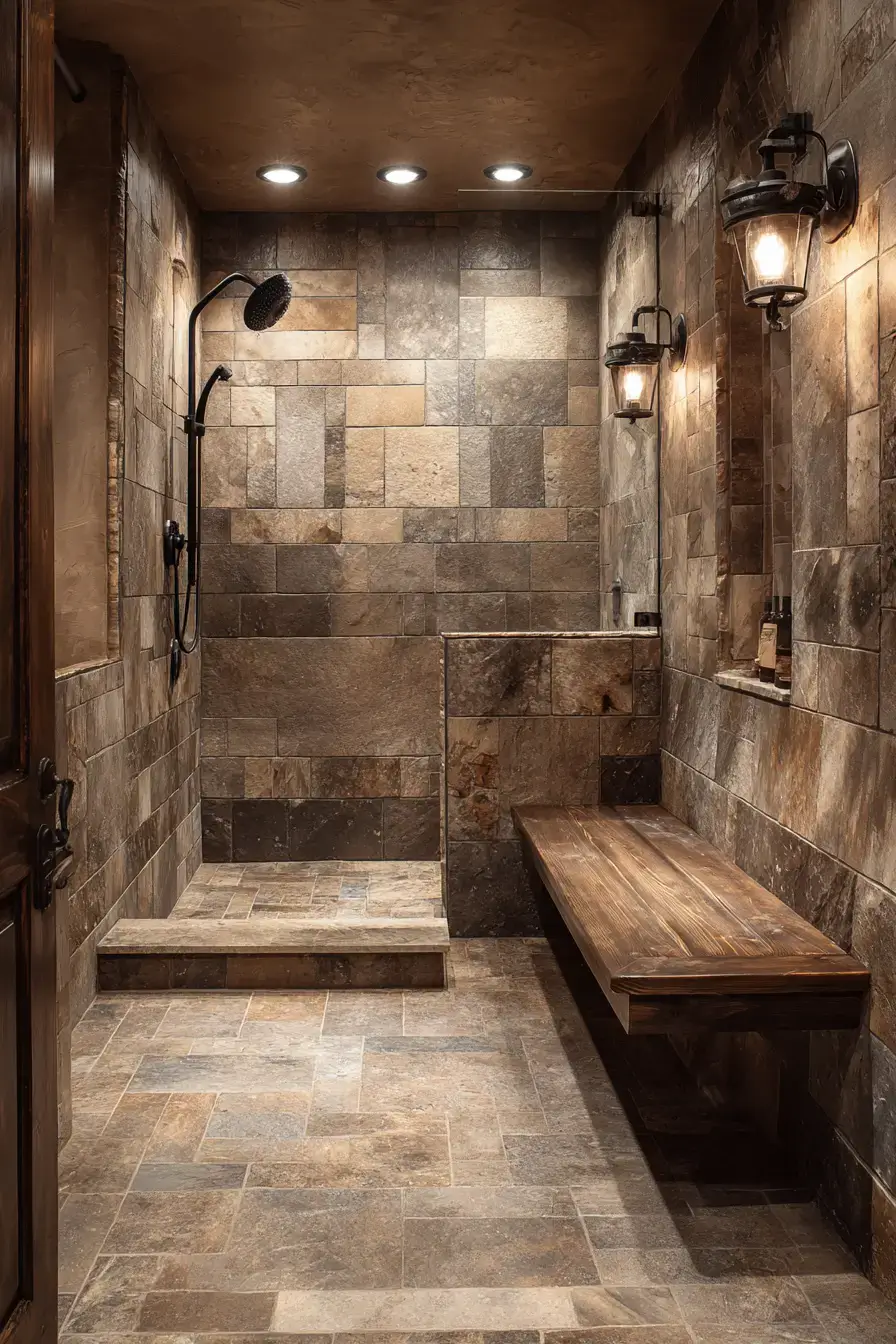 29 Rustic Walk In Shower Ideas That Bring the Cabin Spa Home rustic walk in shower ideas