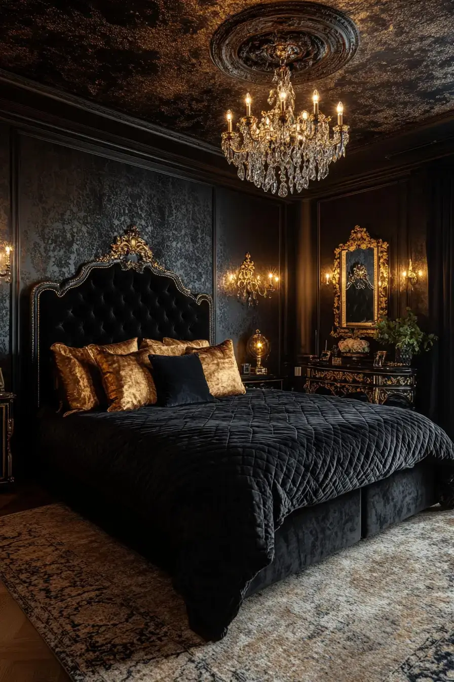 29 Black Themed Bedroom Ideas That Read Cozy, Not Cold black themed bedroom