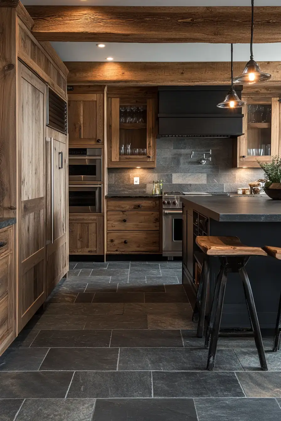 29 Dark Rustic Kitchen Ideas That Nail the Cozy Cabin Mood dark rustic kitchen