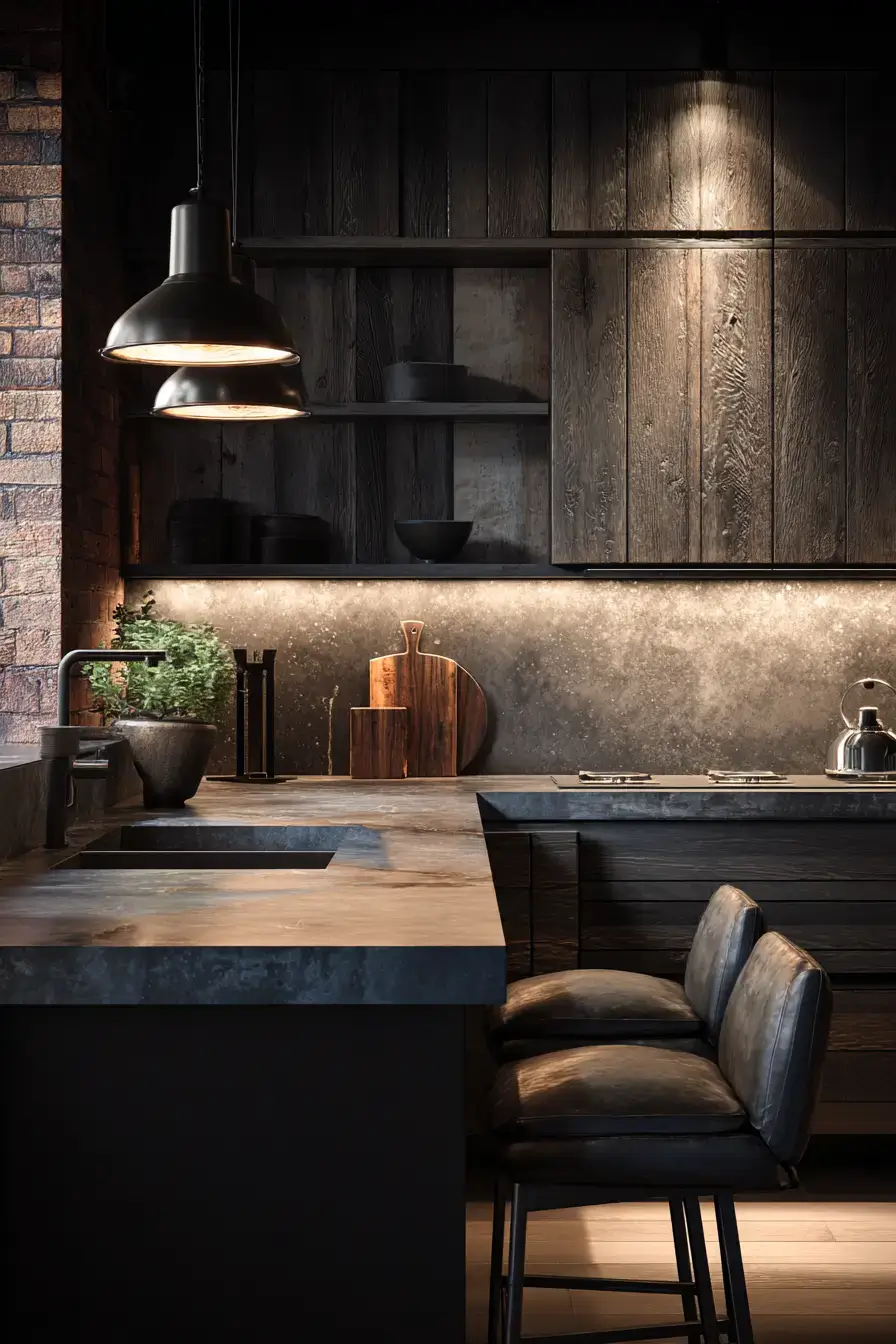 29 Dark Rustic Kitchen Ideas That Nail the Cozy Cabin Mood dark rustic kitchen