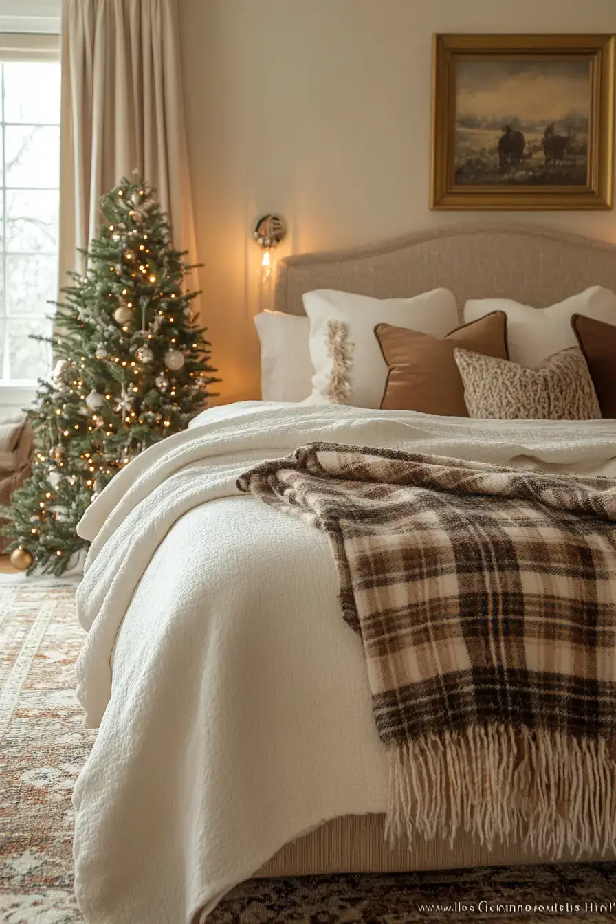 31 Christmas Bedroom Ideas That Feel Warm Without the Glitter Overload christmas bedroom